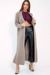 Camel Knitted Longline Cardigan - Jadamarie