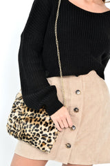 Leopard Faux Fur Cross Body Bag - Maliha