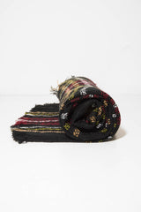 Black Red Tartan Fringe Hem Scarf - Liany