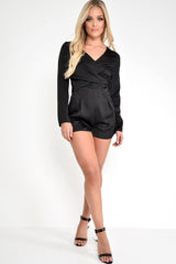 Black Twist Front Plunge Playsuit - Shaniece