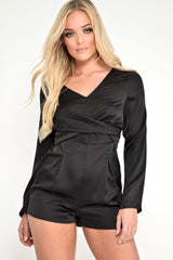 Black Twist Front Plunge Playsuit - Shaniece