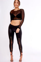 Black Sheer Mesh Crop Top - Ava