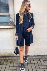 Black Raw Hem Longline Denim Shorts - Melissa