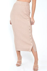 Nude Knitted Bandeau And Skirt Co-Ord - Sidra