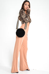 Black Round Faux Fur Cross Body Bag - Eriel