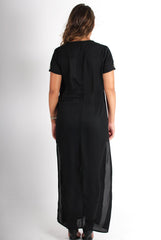 Katrina Black Eyelet Slit Front Top