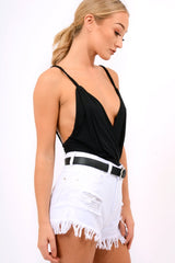 Black Cross Front Bodysuit - Tarren