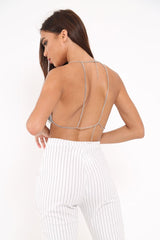 Black Traingle Gem Chain Bra - Novie