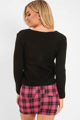 Black Twist Front Knit Jumper - Pollyanna