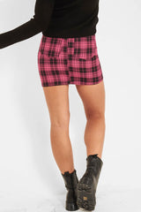 Pink Check High Waist Mini Skirt - Lyra