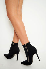 Black Stretch Zip Detail Sock Boot - Uriah
