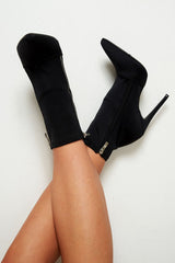 Black Stretch Zip Detail Sock Boot - Uriah