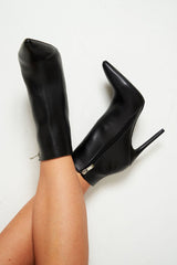 Black Pu Heeled Ankle Boots - Valetta