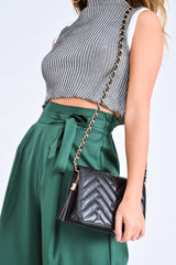 Grey White Rib Funnel Neck Knit Top - Moriyah