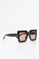 Black Brown Tinted Lens Oversized Square Sunglasses - Cyanna