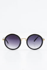Black Gold Detail Round Frame Sunglasses - Ryen