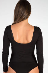 Black Long Sleeved Rockstar Print Bodysuit - Hannah