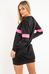 Black Neon Pink Stripe Longline Sweatshirt - Keighley