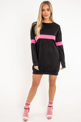Black Neon Pink Stripe Longline Sweatshirt - Keighley