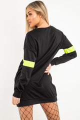 Black Neon Yellow Stripe Longline Sweatshirt - Keighley