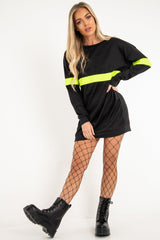 Black Neon Yellow Stripe Longline Sweatshirt - Keighley