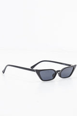Black Slim Pointed Cat Eye Sunglasses - Shelsy