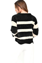 Black Cream Chenille Slogan Tape Jumper - Gwenith