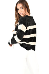 Black Cream Chenille Slogan Tape Jumper - Gwenith