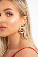 Gold Twisted Interlock Drop Earrings - Lynnea