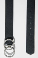 Black Double Diamante Buckle Belt - Aarilyn