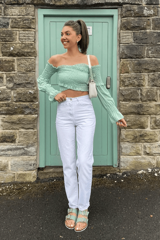 White Denim Extra Long Straight Leg Jeans - Blaise