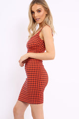 Red Gingham Bodycon Dress - Blare
