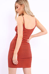 Red Gingham Bodycon Dress - Blare