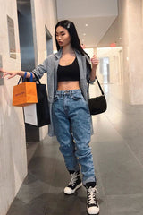 Hounds-tooth Tartan Long Blazer - Kerrie