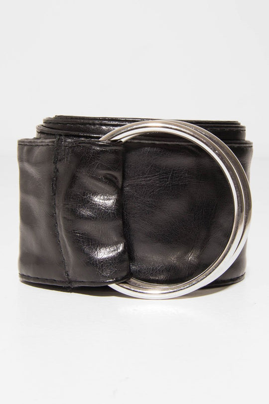 Black Oversized PU Ring Belt -  Aaylah