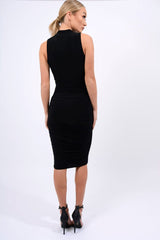 Black Ruched Midi Dress - Brylee