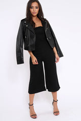 Black Bandeau Cropped Culotte Jumpsuit - Jamilia