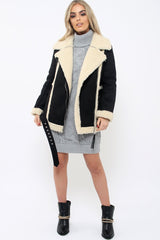 Black Faux Shearling Coat - Scarlett