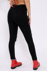 Black Distressed Stretch Skinny Jeans - Fynley