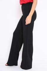 Black High Waisted Wide Leg Trousers - Maise