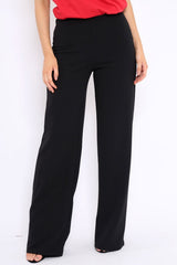 Black High Waisted Wide Leg Trousers - Maise