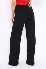 Black High Waisted Wide Leg Trousers - Maise