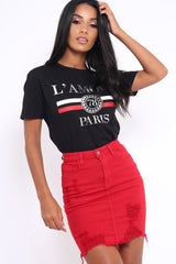 Black L'amour Paris Slogan T-shirt - Juli