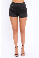 Black Shorts with Popper Detail - Caralina