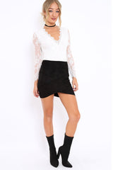 Black Suedette Bodycon Skirt - Carrin