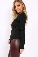 Black Wrap Front Top - Erina