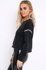 Black Beaded Sweatshirt - Jordin