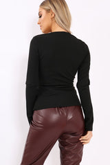 Black Wrap Front Top - Erina