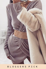 Lilac Cross Over Pleated Dress - Blossom