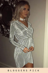 Mint Green Cross Over Pleated Dress - Blossom